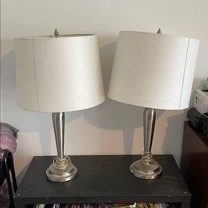 Elegant Silver and White Table Lamps
